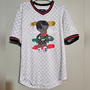 🩵💛JERSEY BLACK RICHIE RICH WHITE HIP HOP SHIRT Size L💙💛